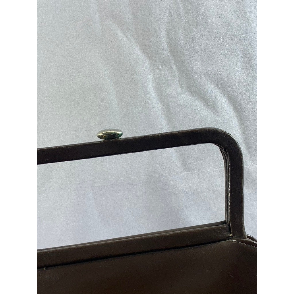 LOU TAYLOR MIAMI Women's Dark Brown Vintage 60's Faux Leather Handbag