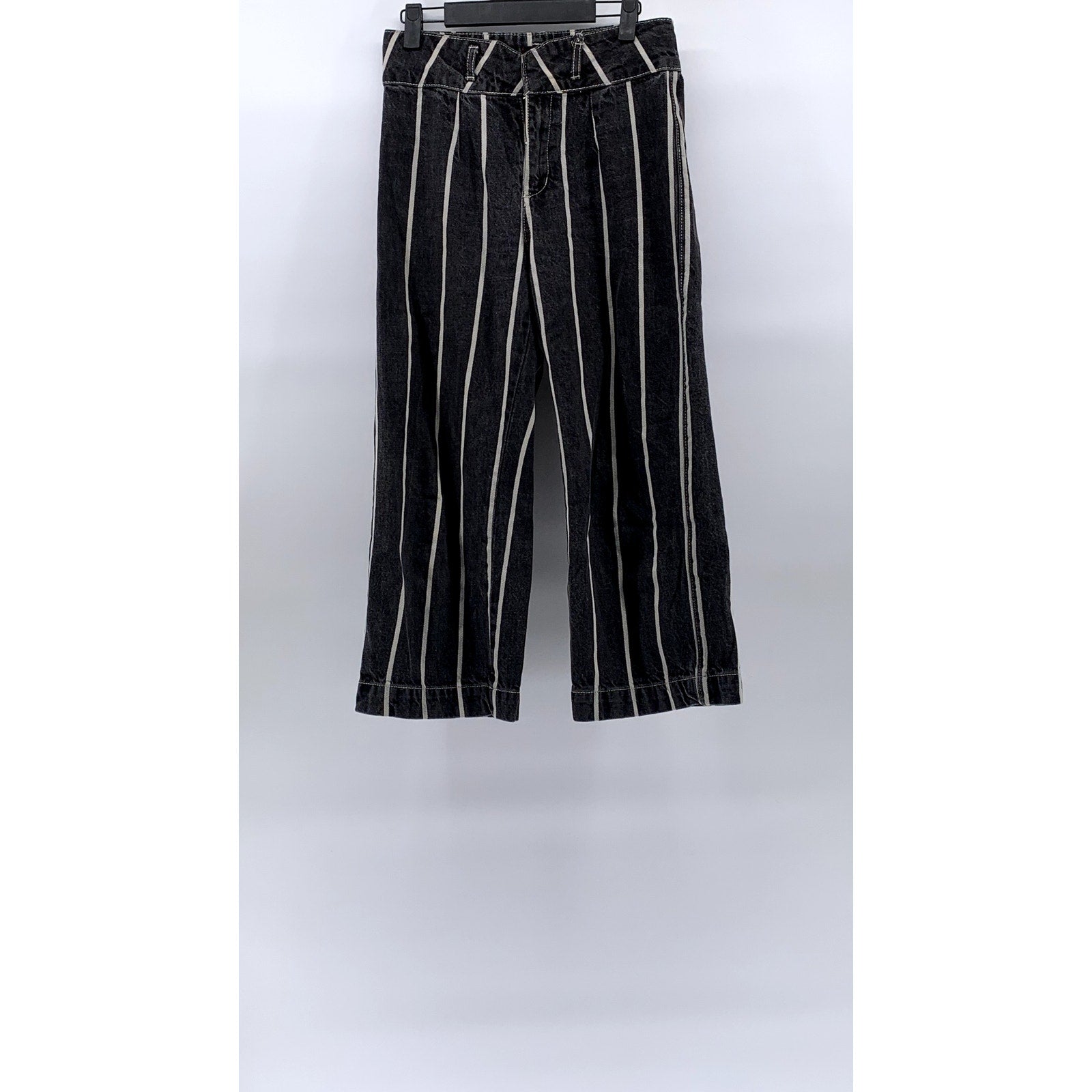 BDG By URBAN OUTFITTERS Women's Black-White Striped Denim Wide Leg Jeans SZ 26