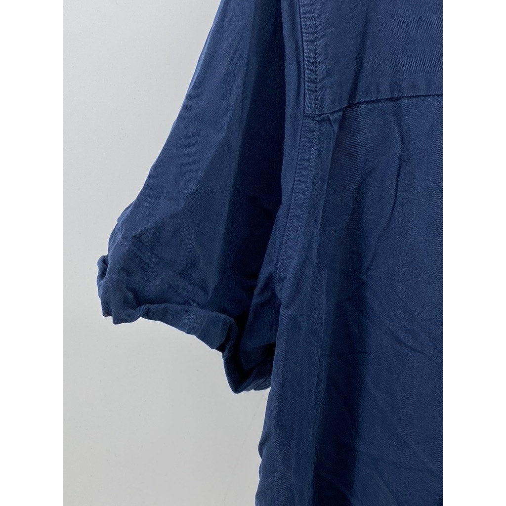 SELECTED HOMME Men's Dark Blue Regular-Fit Button-Up Short Sleeve Shirt SZ M