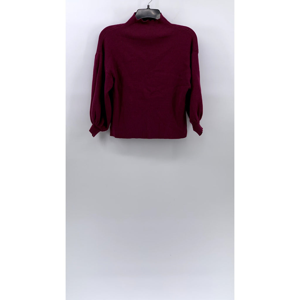 Women's Burgundy Soft Knit Mock-Neck Long Sleeve Pullover Sweater SZ M
