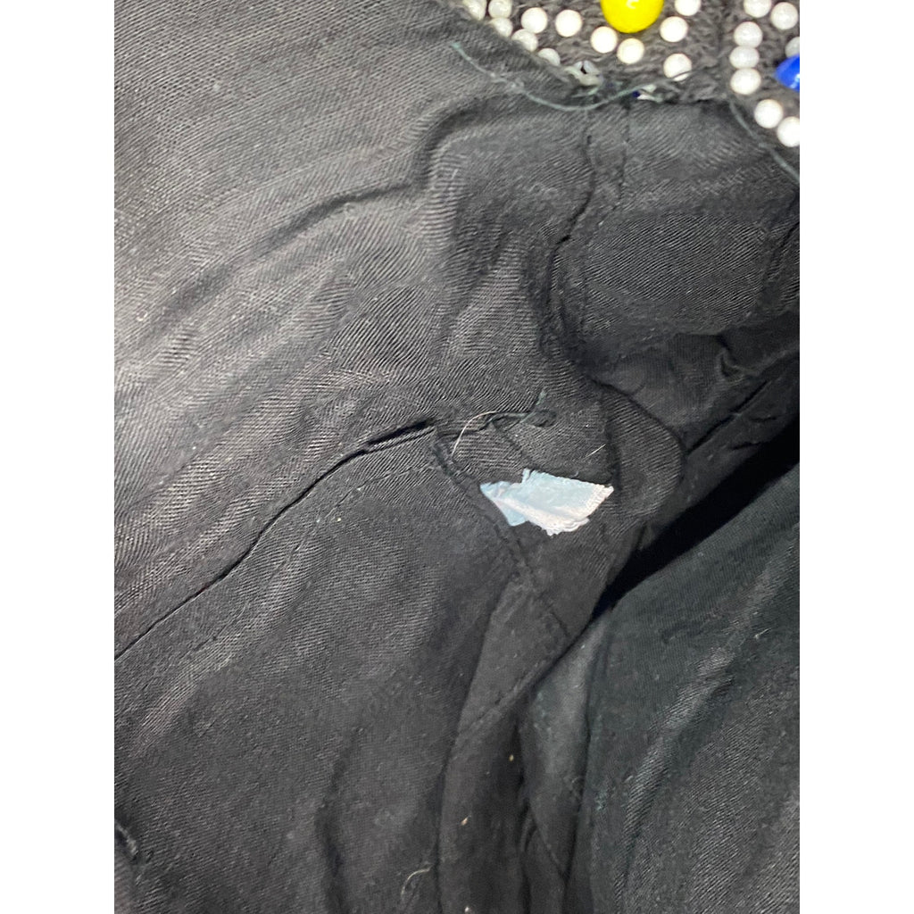 UNBRANDED Women's Vintage Black-Multi Beaded Rainbow Ying-Yang Handbag