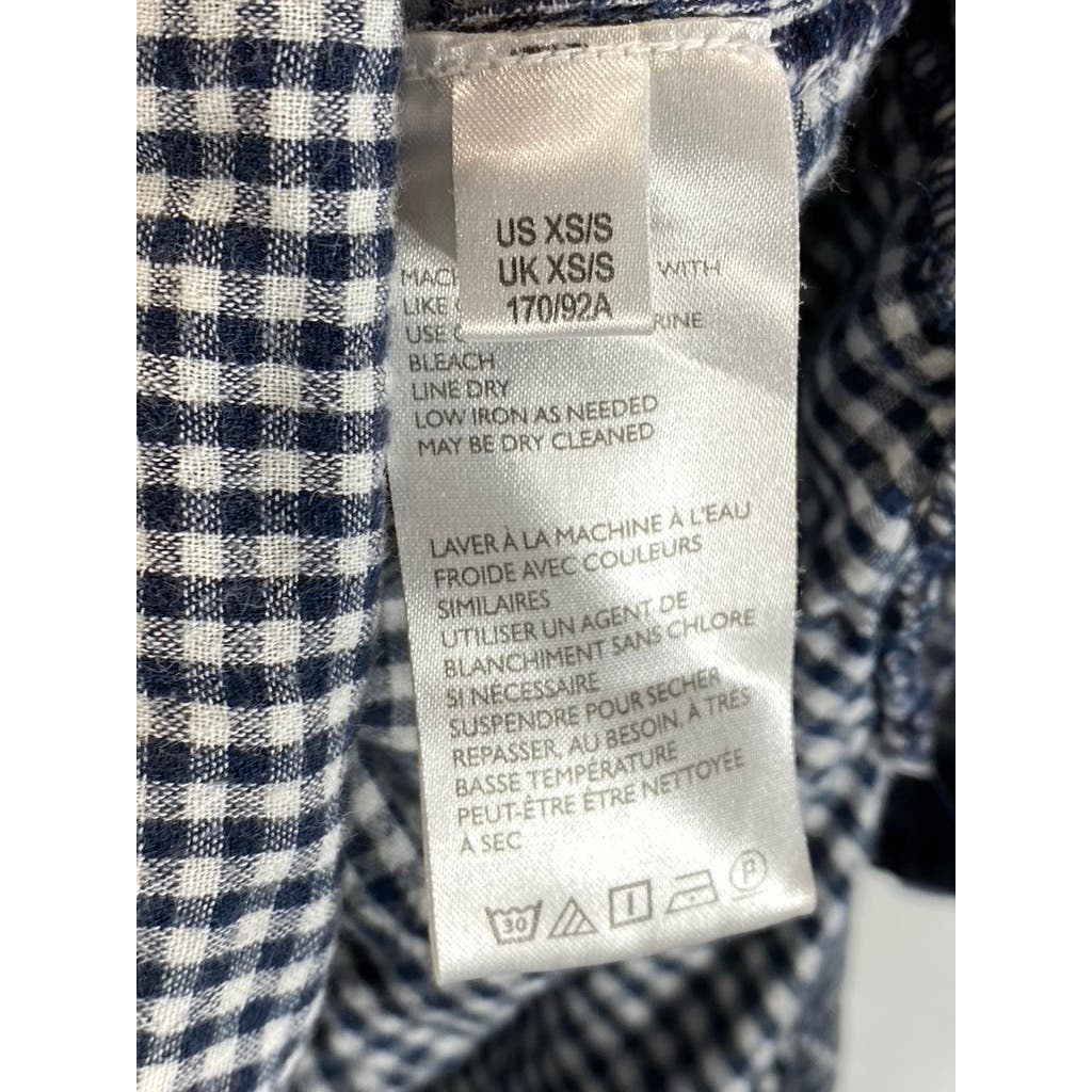 ANTHROPOLOGIE PILCRO Women's Navy Plaid Button-Up Flannel Shirt SZ XS/S