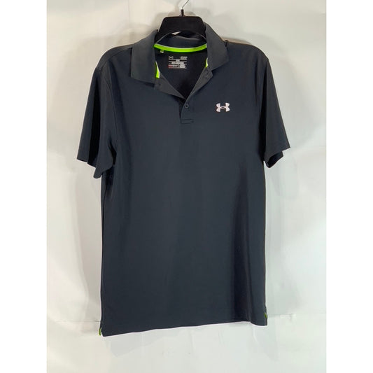 UNDER ARMOUR Men's Black Performance Heatgear Loose Short Sleeve Golf Polo SZ S