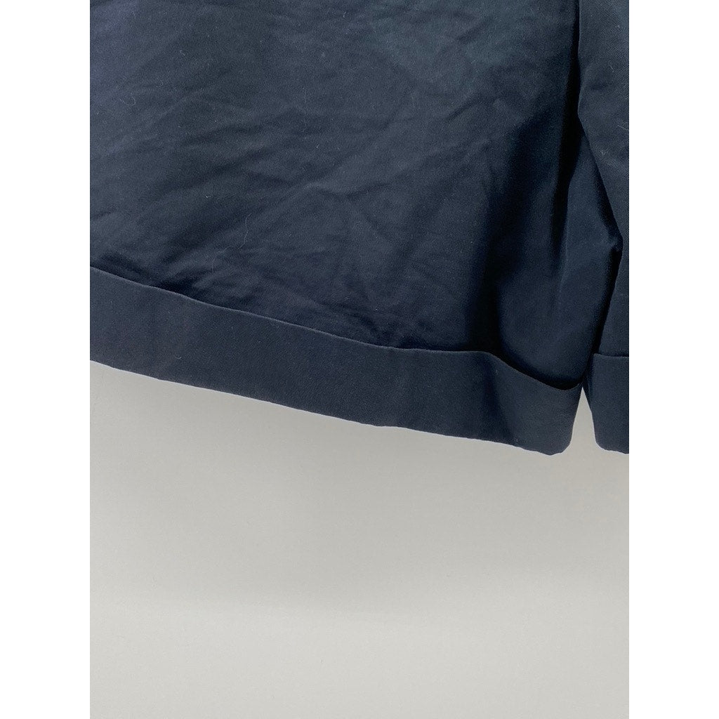 COS Women's Navy Blue Solid Cotton Cuffed Casual Mom Pull-On Shorts SZ 4