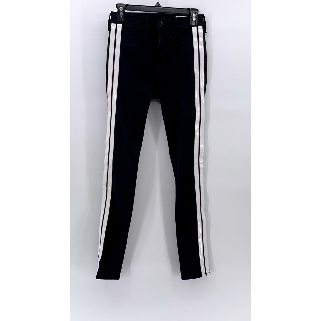 RAG & BONE/JEAN Women's Black-White Double-Stripe Slim-Leg High-Rise Jeans SZ 26