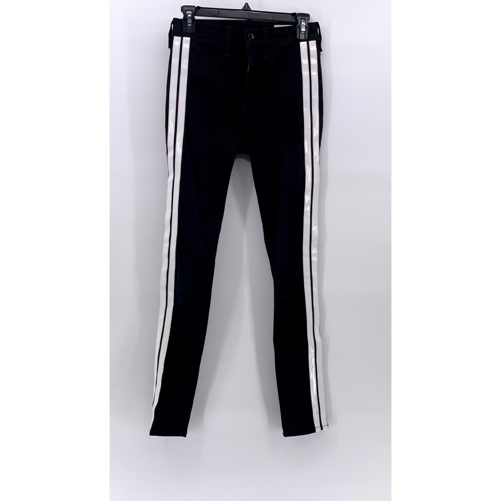 RAG & BONE/JEAN Women's Black-White Double-Stripe Slim-Leg High-Rise Jeans SZ 26