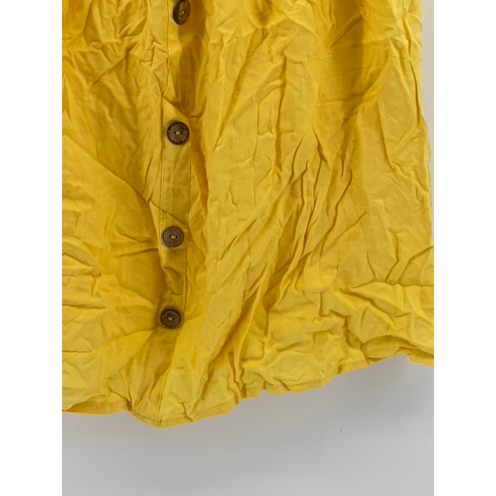 AMBIANCE Women's Yellow Smocked Strapless Mini Dress SZ M