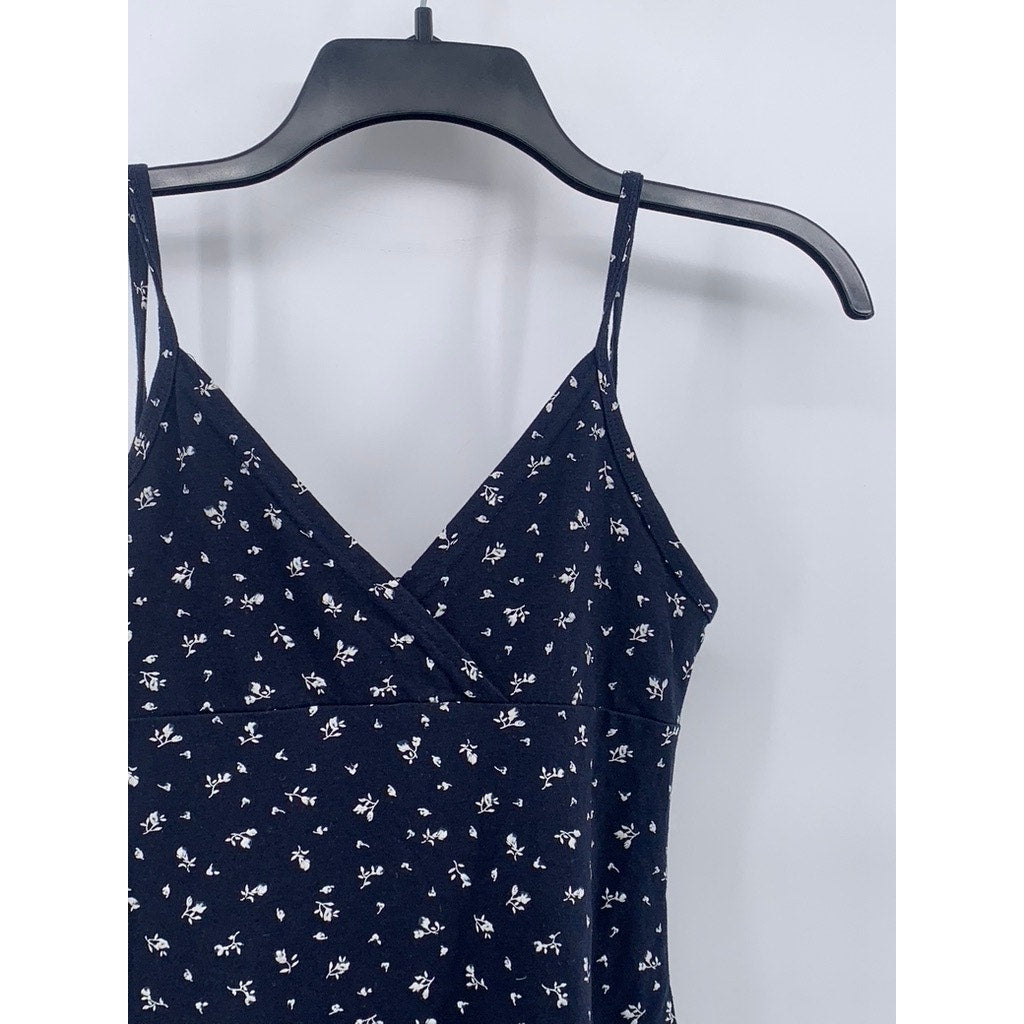 EHP DESIGN By OMISTUIDIO Women's Navy Floral V-Neck Spaghetti Strap Dress SZ M