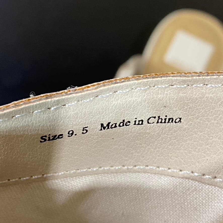 DOLCE VITA Women's Tan Eillie Western Braided Block-Heel Slip-On Mules SZ 9.5