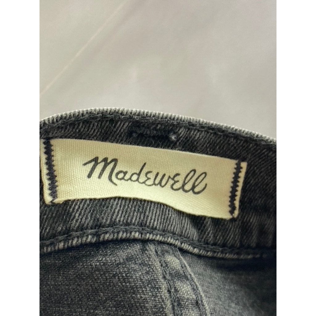 MADEWELL Women's Black Solid Raw-Hem Denim Stretch Straight Mini Skirt SZ 27