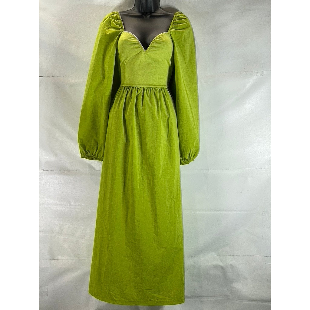 GESTUZ Women's Dark Citron MistGZ Midi Long Sleeve Off The Shoulder Dress SZ S