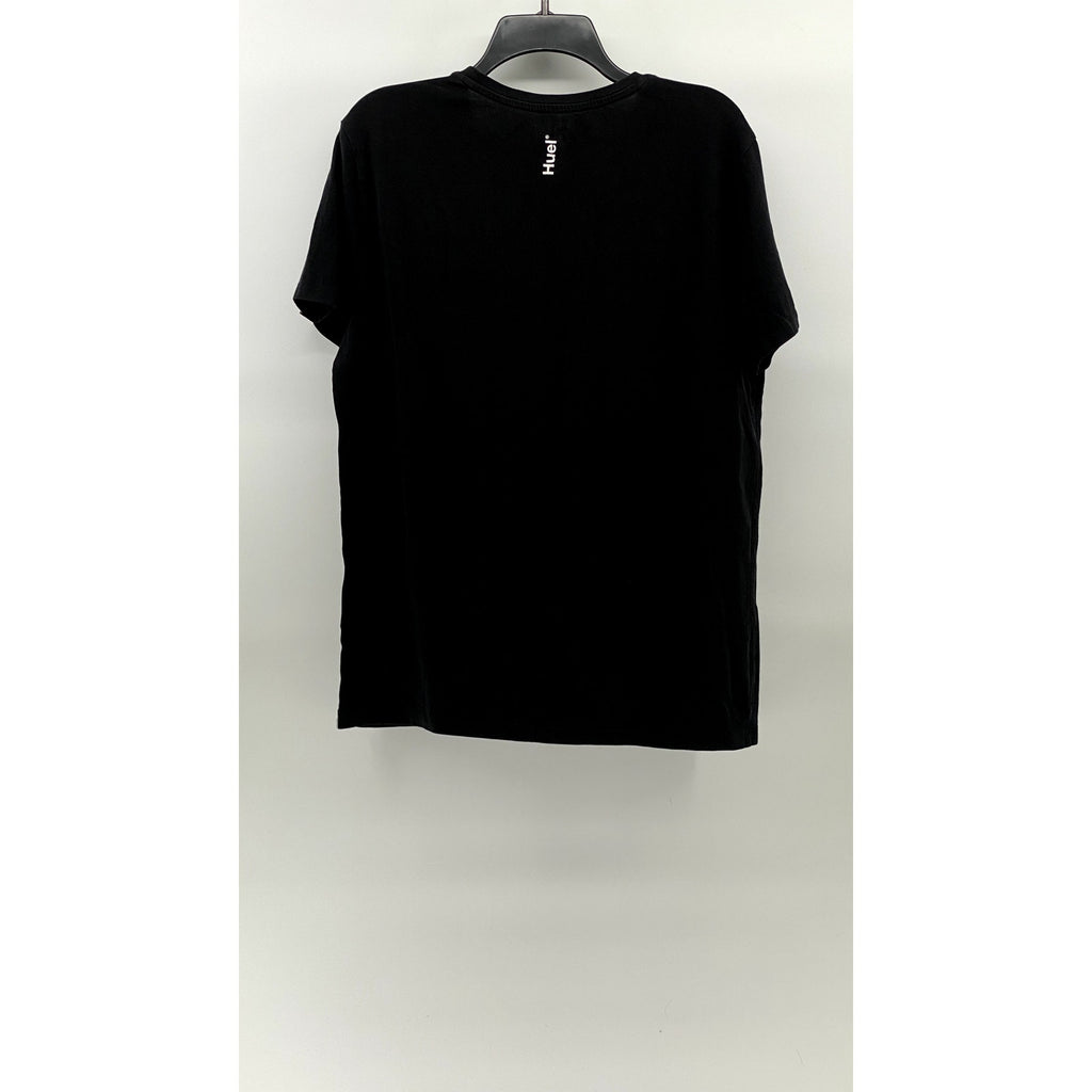 HUEL Men’s Black Logo Crewneck Regular-Fit Short Sleeve Casual T-Shirt SZ L
