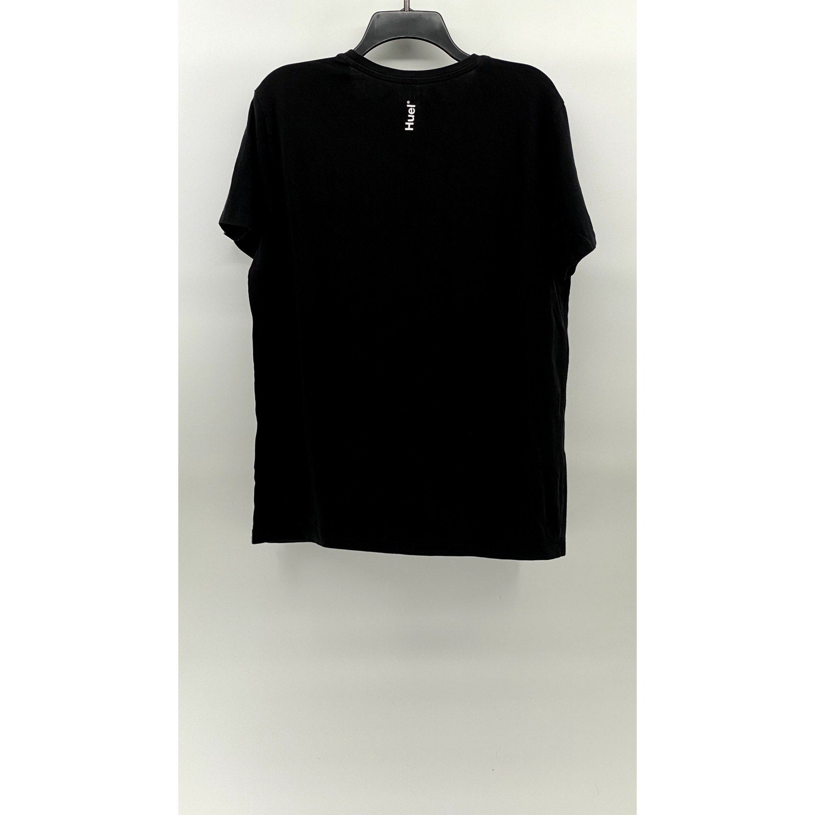 HUEL Men’s Black Logo Crewneck Regular-Fit Short Sleeve Casual T-Shirt SZ L