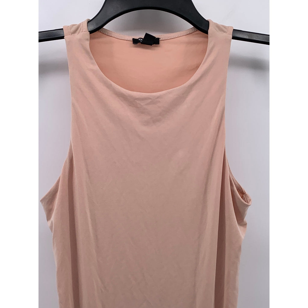 EXPRESS Women's Peach Body Contour Crewneck Sleeveless Thong Bodysuit SZ S