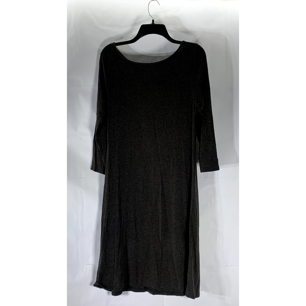 EILEEN FISHER Women's Dark Gray Cowl-Neck Long Sleeve Pullover Knee Dress SZ S