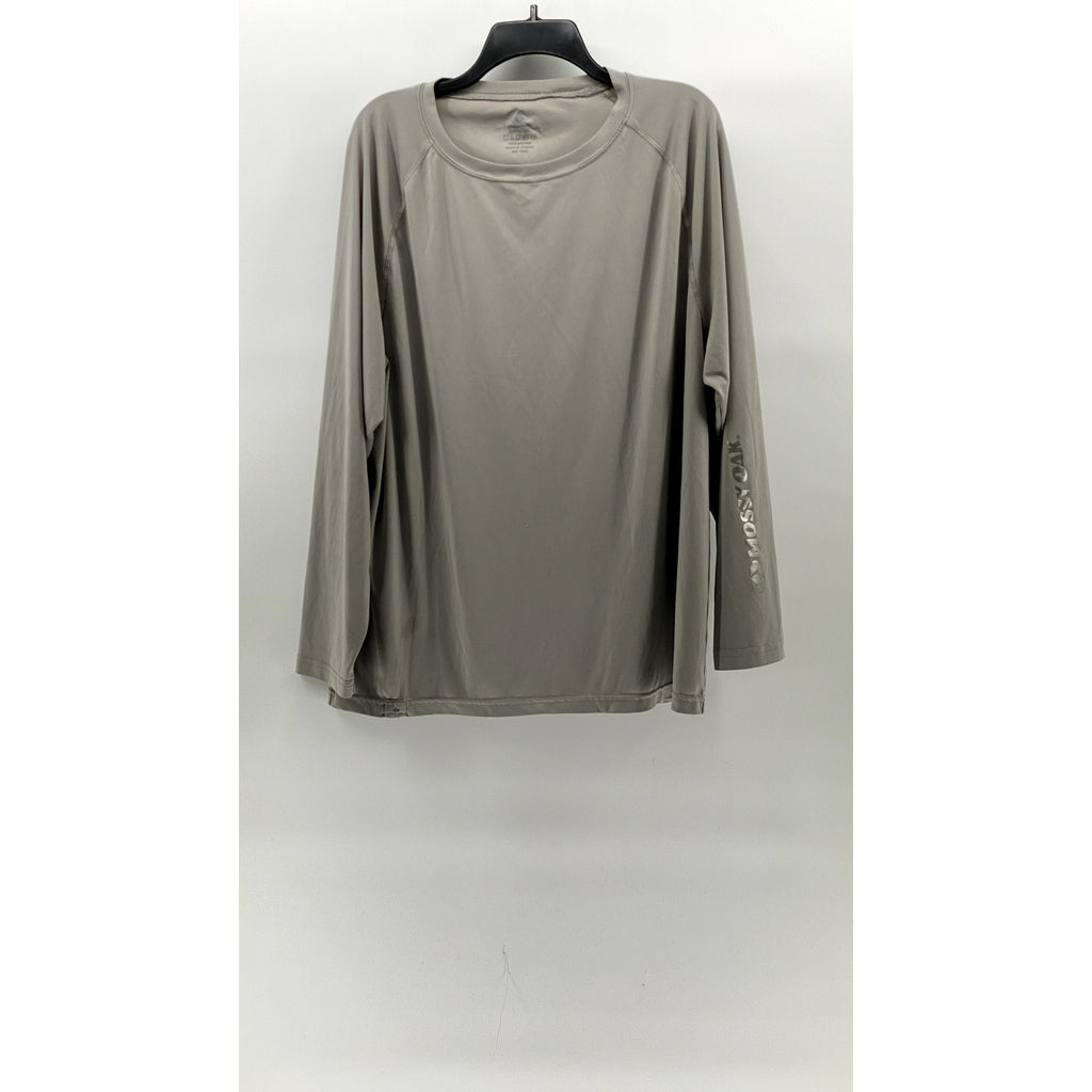 MOSSY OAK Men's Light Gray Crewneck Long Sleeve Logo Active T-Shirt SZ XL