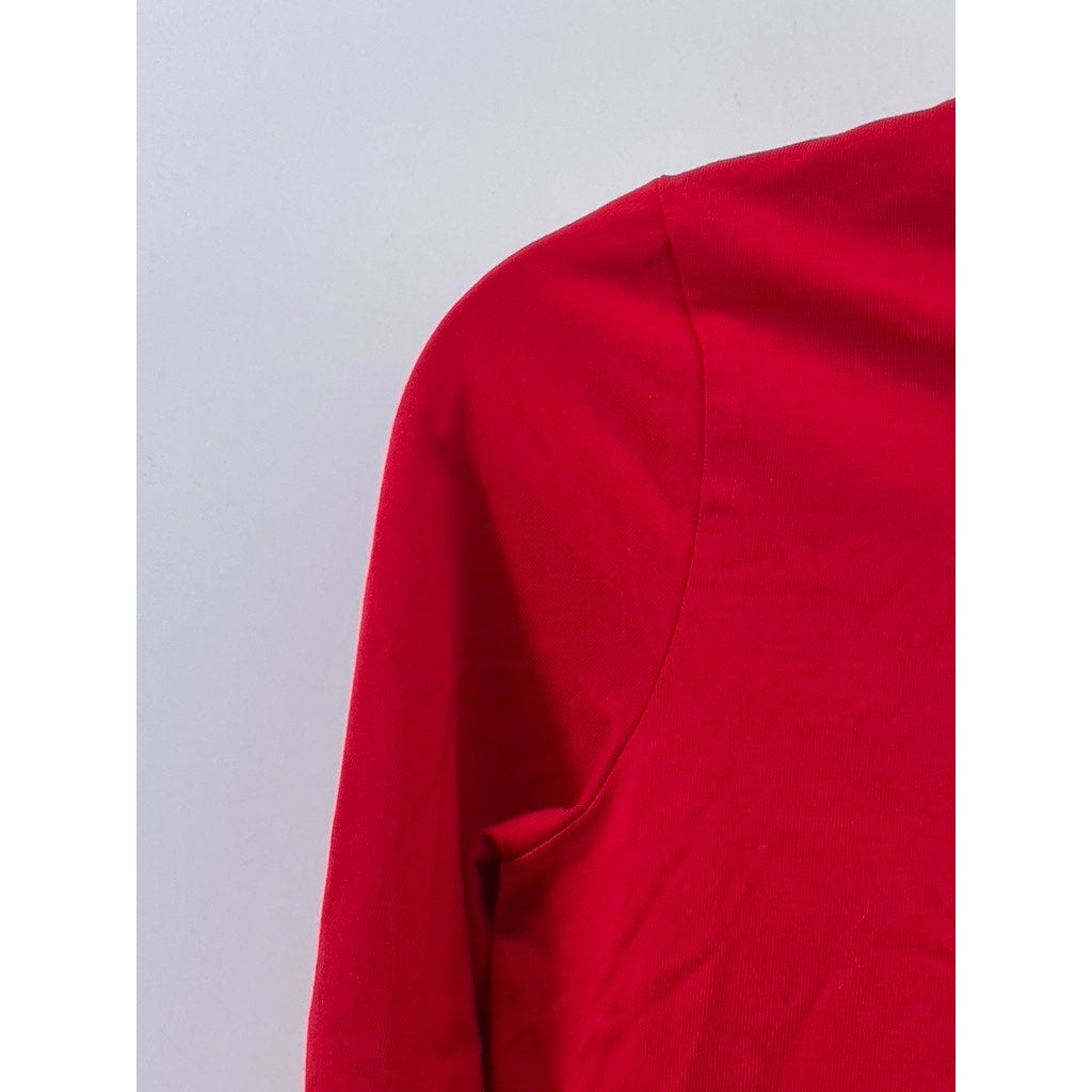 LANDS' END Women's Red-White Trim Crewneck Long Sleeve Pajama Top SZ XS