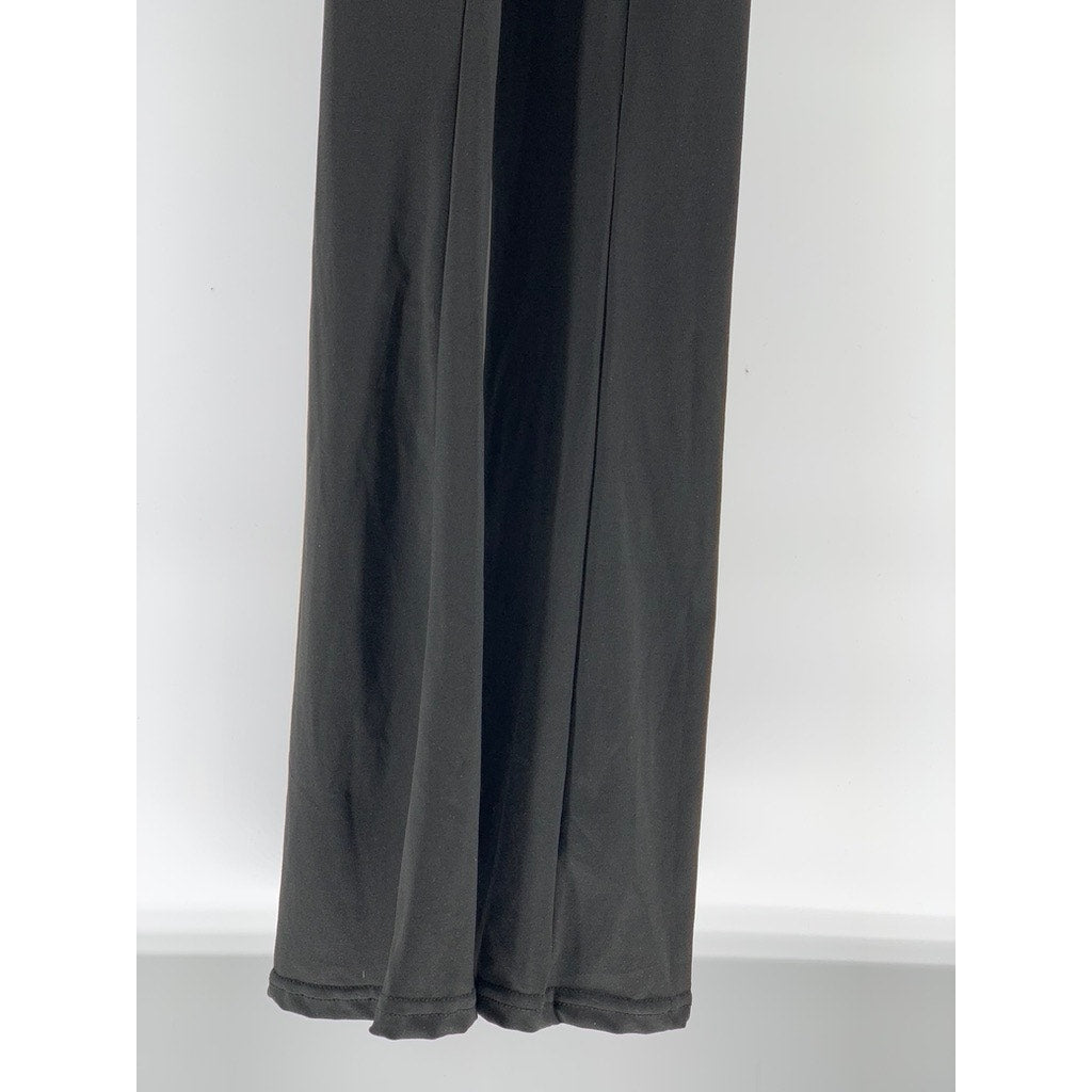 UNBRANDED Women's Black Solid Scoop-Neck Cross-Back Flare Jumpsuit SZ S