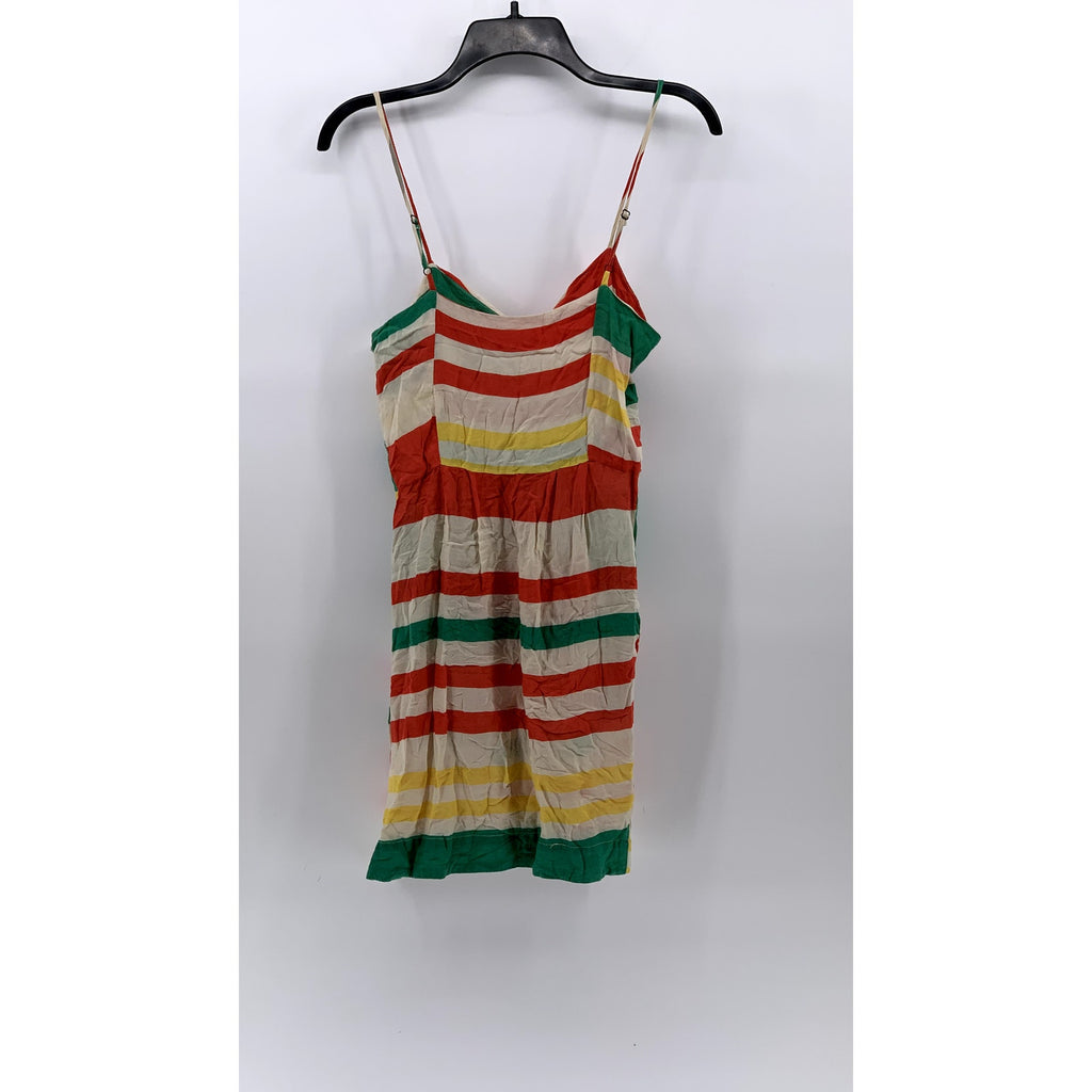 A'GACI Women's Multicolor Striped Front-Zip Pocket Mini A-Line Dress SZ M
