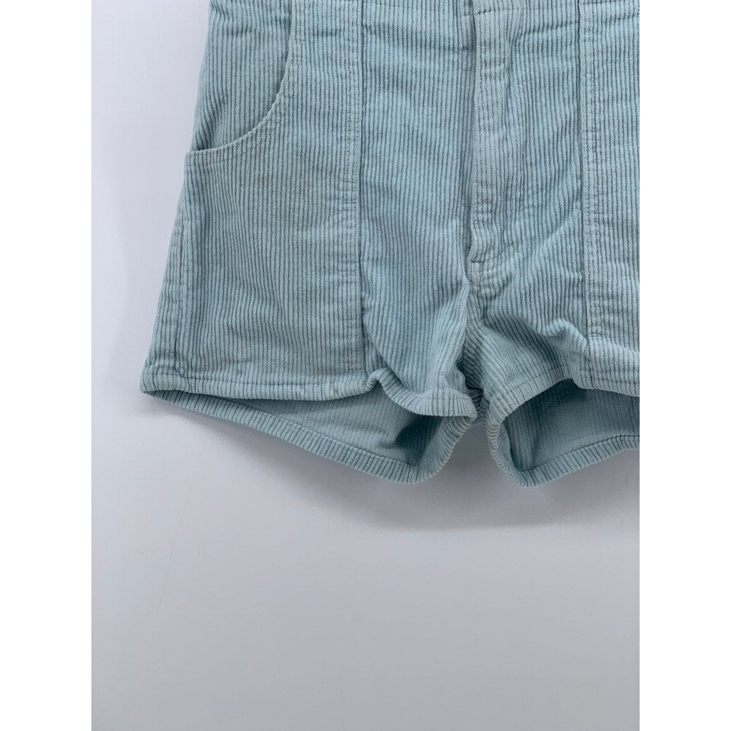 HAMMIES Women's Light Blue Corduroy Casual High-Rise Large Pocket Shorts SZ 30