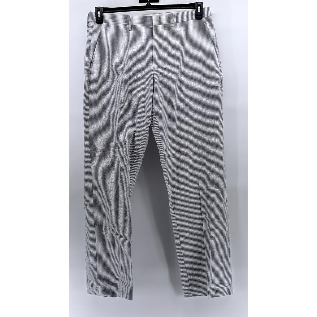 J.CREW Men's Blue-White Pinstripe Seersucker Bedford Straight-Leg Pant SZ 35X32