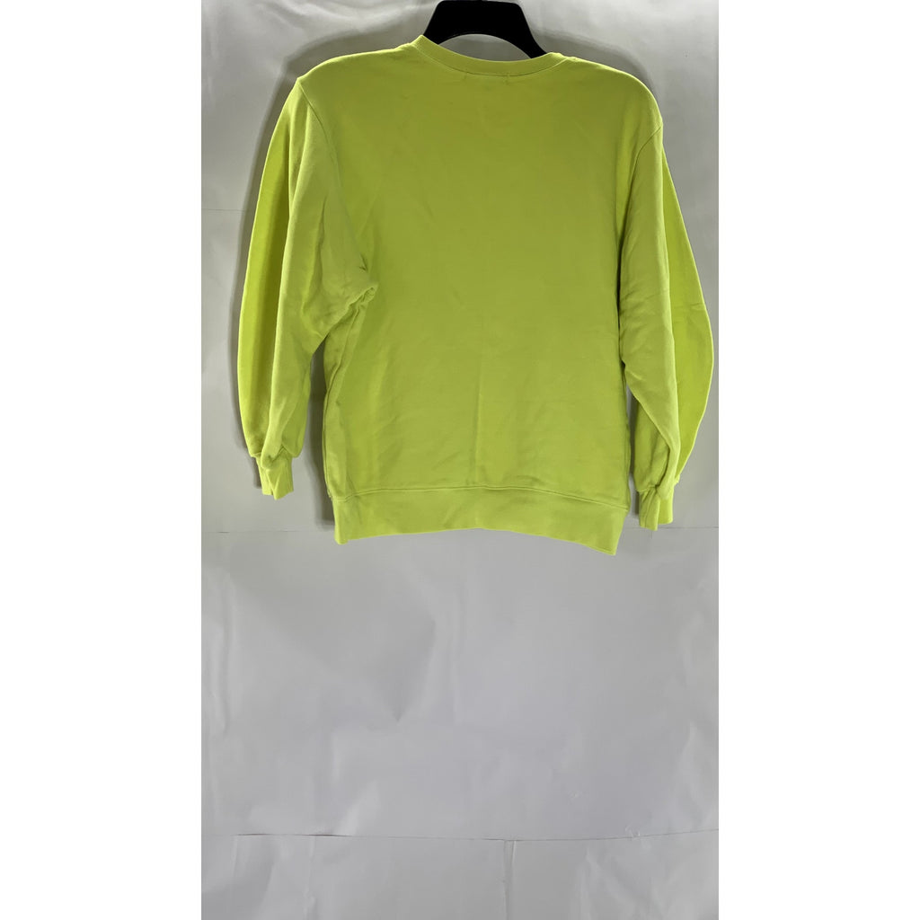 AGOLDE Women's Tarte Neon Green Thora Crewneck 3/4 Sleeve Sweatshirt SZ S