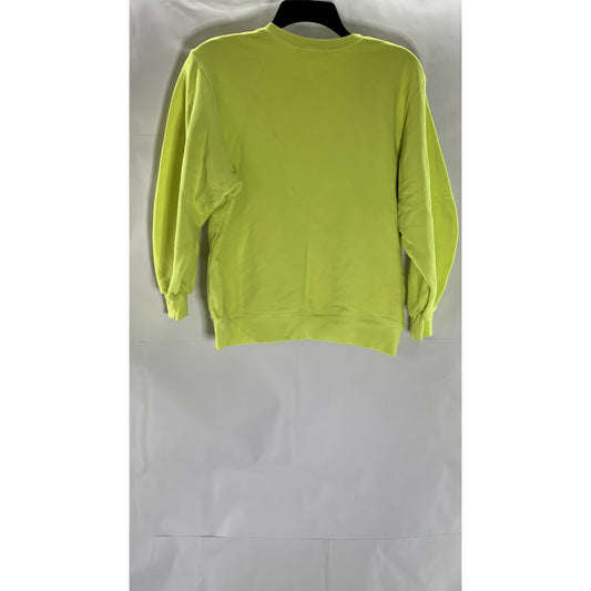AGOLDE Women's Tarte Neon Green Thora Crewneck 3/4 Sleeve Sweatshirt SZ S