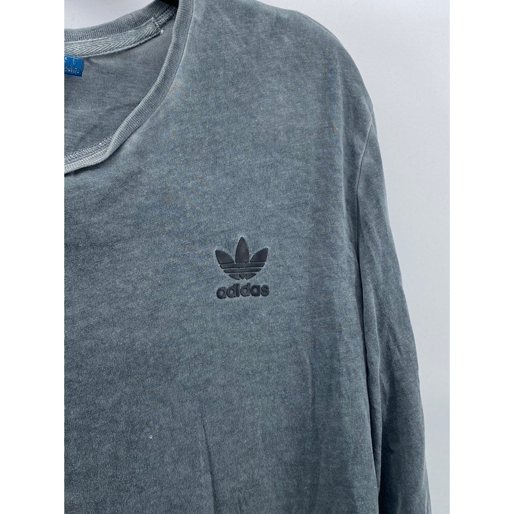 ADIDAS Men’s Dark Gray Mineral Wash Crewneck ST Mod Long Sleeve T-Shirt SZ L