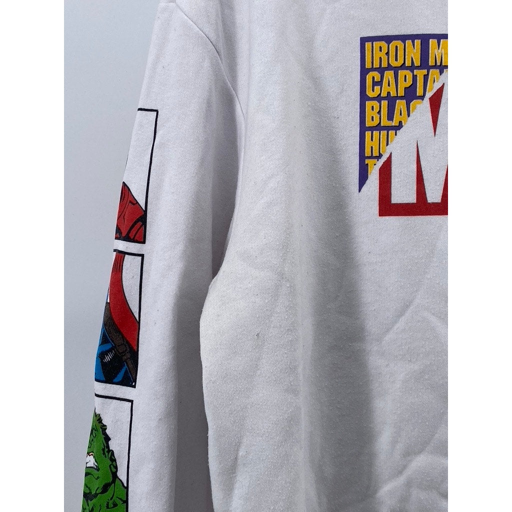 MARVEL Unisex Adult Collage Text Character Block Graphic Long Sleeve Hoodie SZ L