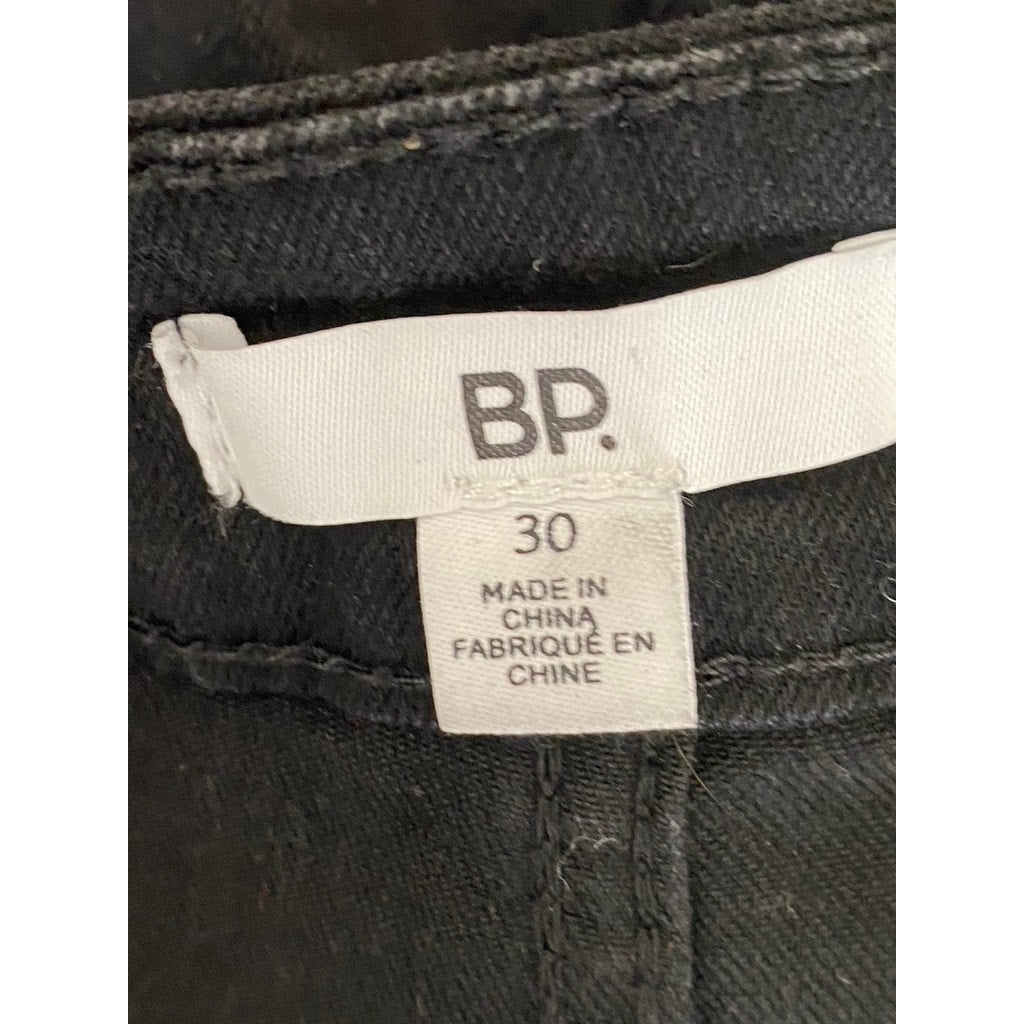BP. Women's Black Denim Front-Zipper Pocketless Straight Mini Skirt SZ 30
