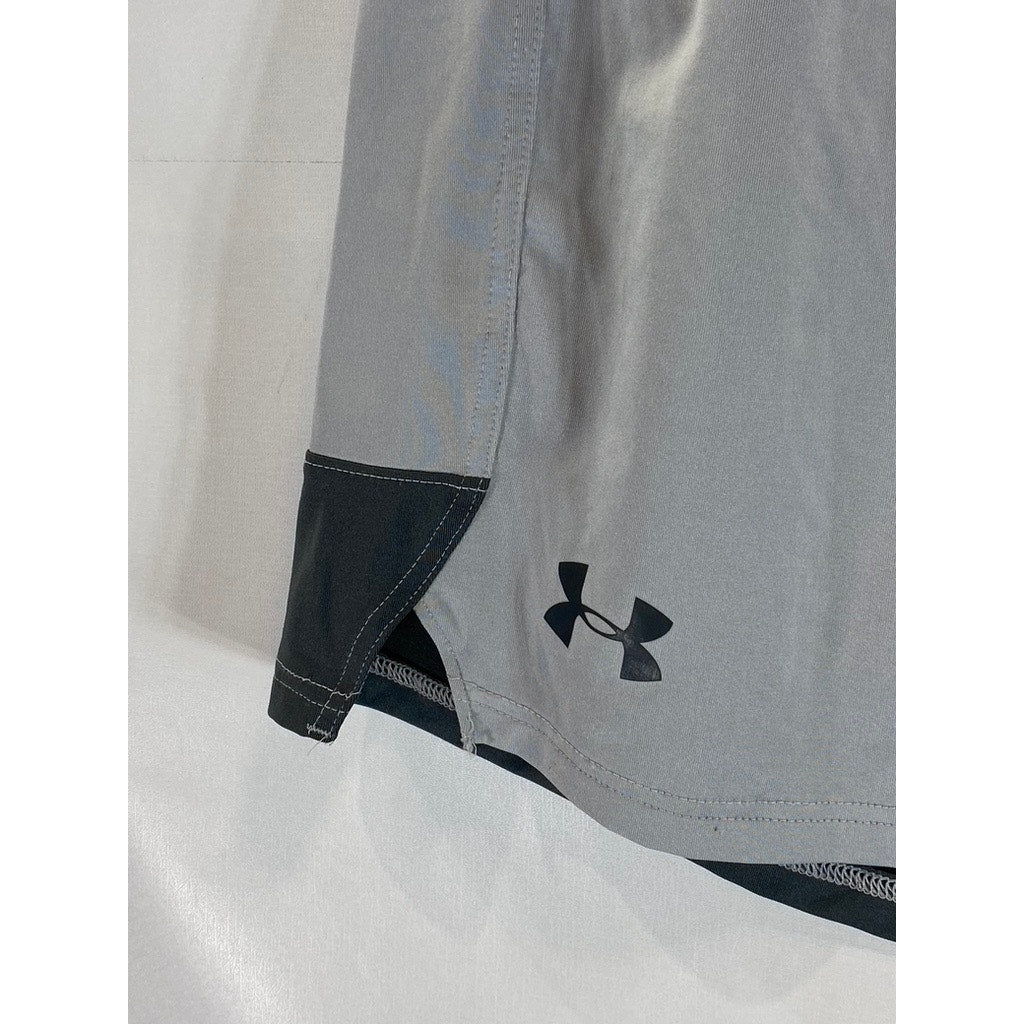 UNDER ARMOUR Men's Light Gray Heatgear Loose Elastic Waist Active Shorts SZ XL