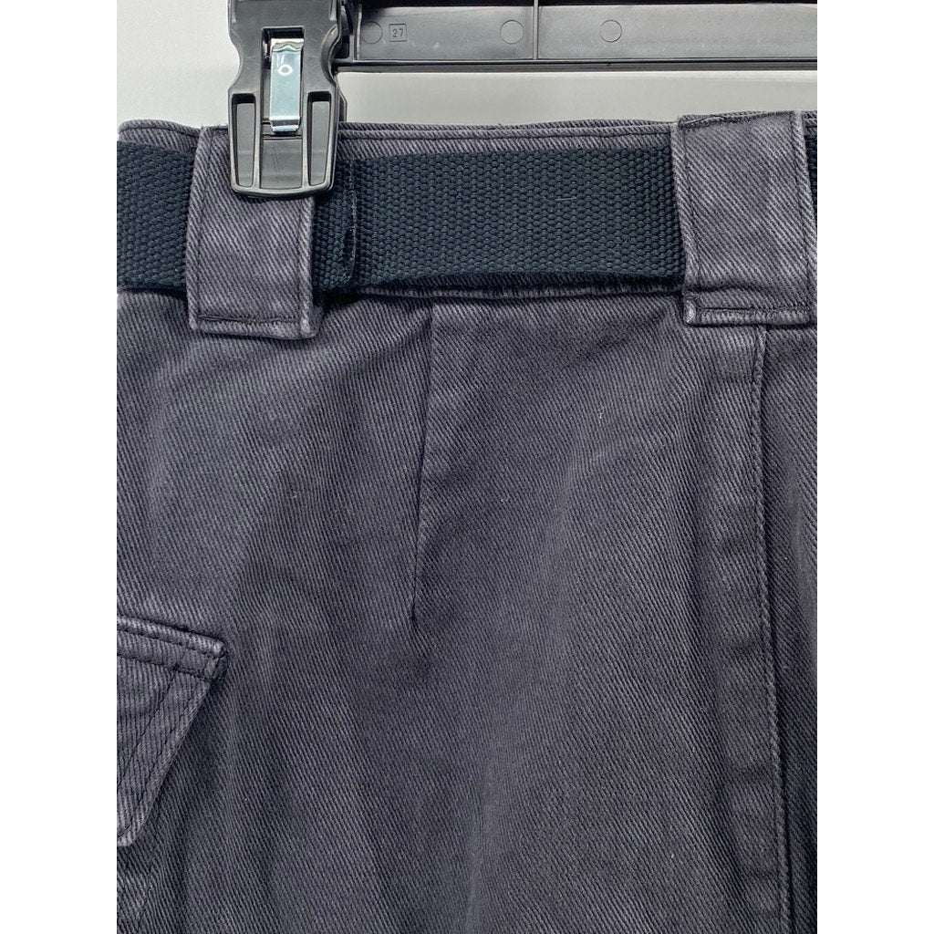 PACSUN Women's Black Denim Buckle Belt A-line Cargo Mini Skirt SZ 26