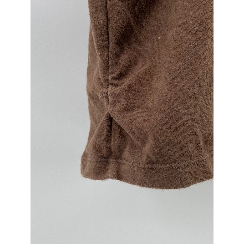 UNBRANDED Women's Brown Solid Scoop-Neck Racerback Sleeveless Casual Tank SZ S