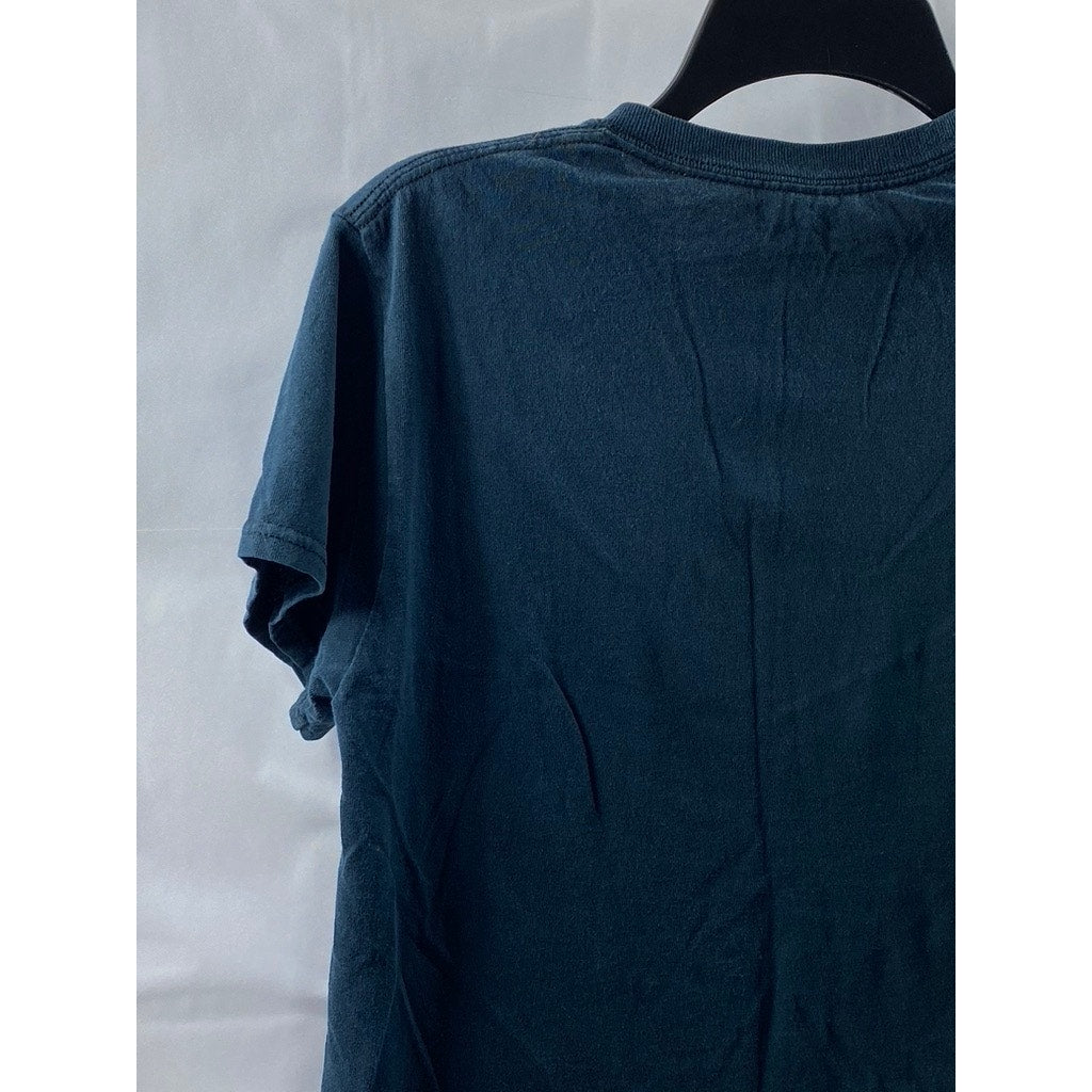 GILDAN Men's Navy Blue Crewneck Graphic Heavy Cotton Short Sleeve T-Shirt SZ S