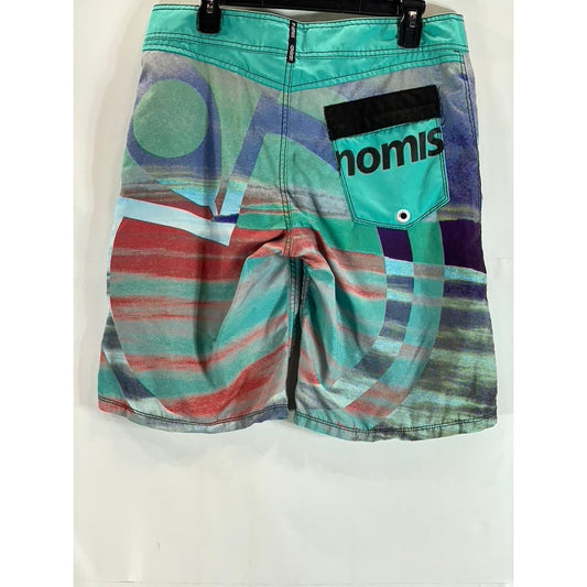 NOMIS Men's Green Printed Pull-On Board Swim Trunks SZ 32