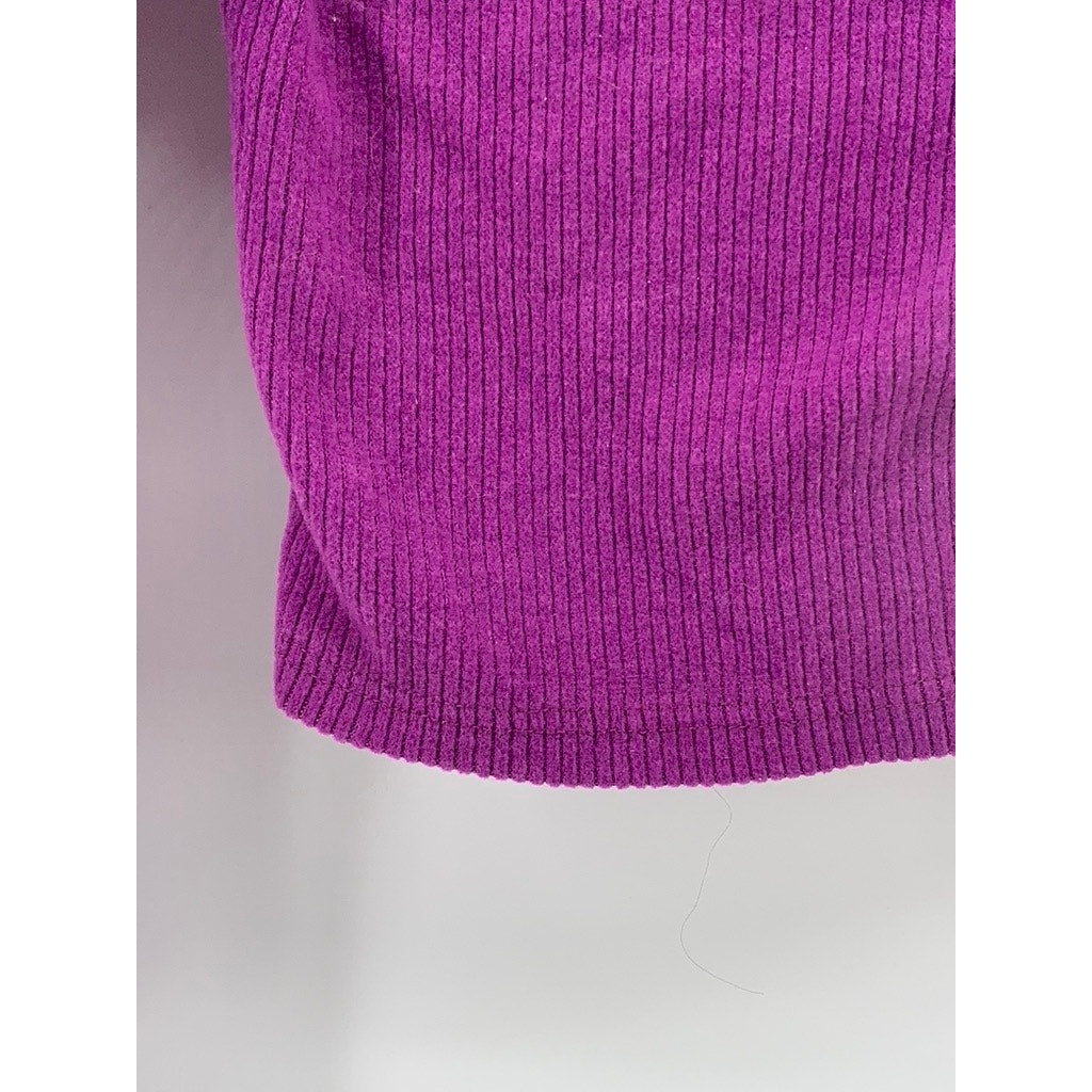 ZUIKI Women's Purple Crewneck Ribbed Long Sleeve Cropped Top SZ S