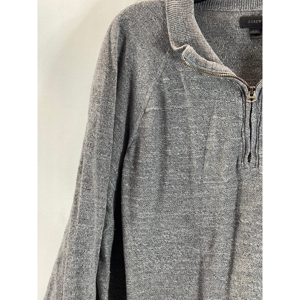 J. CREW Men's Gray Heathered Cotton Quarter-Zip Pullover Sweater SZ 2XL