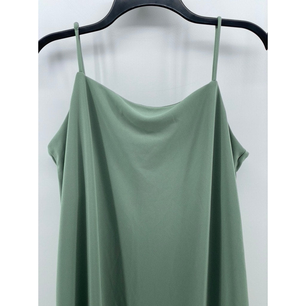 H&M Women's Sage Green Cowl-Neck Spaghetti Strap Midi Slip Dress SZ L