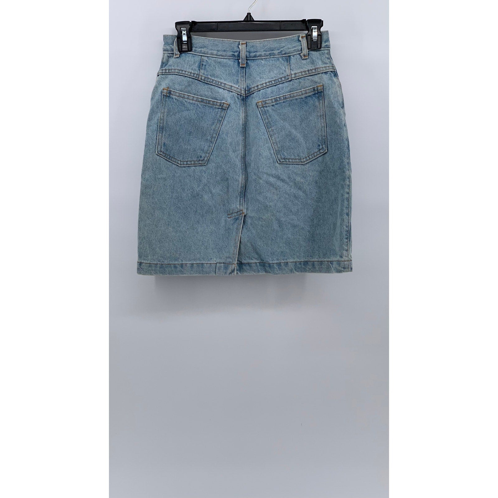 GAP Women's Junior Washed Blue Denim Straight Casual Cotton Mini Skirt SZ 7/8