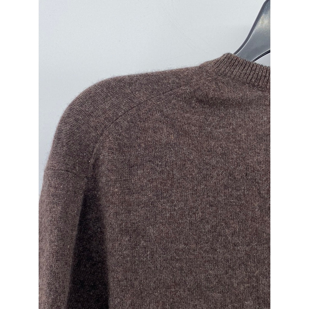 UNBRANDED Men’s Brown Cashmere V-Neck Long Sleeve Sweater SZ M
