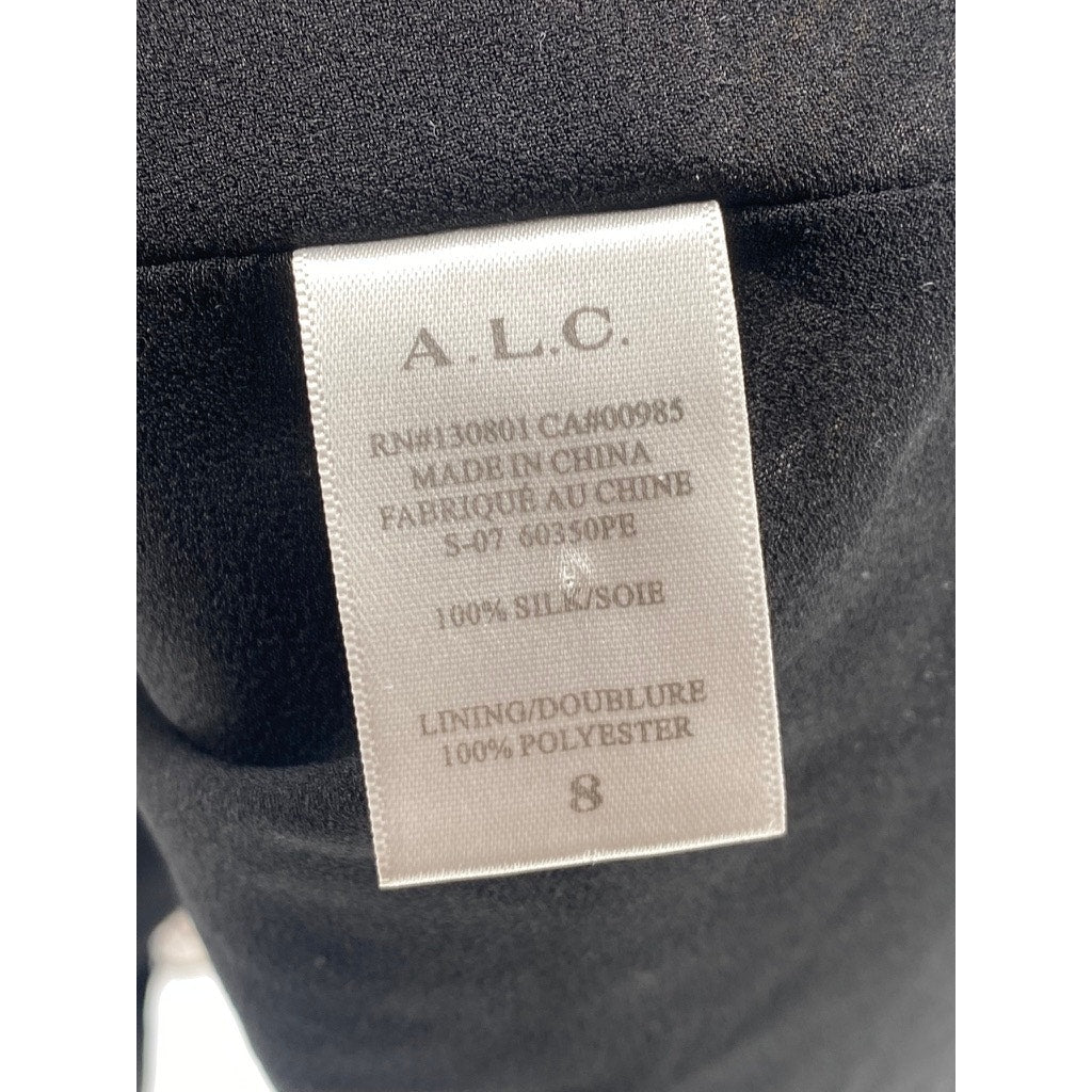 A.L.C Women’s Cream Printed Calder Sleeveless Tie-Waist Mini A-line Dress SZ 8