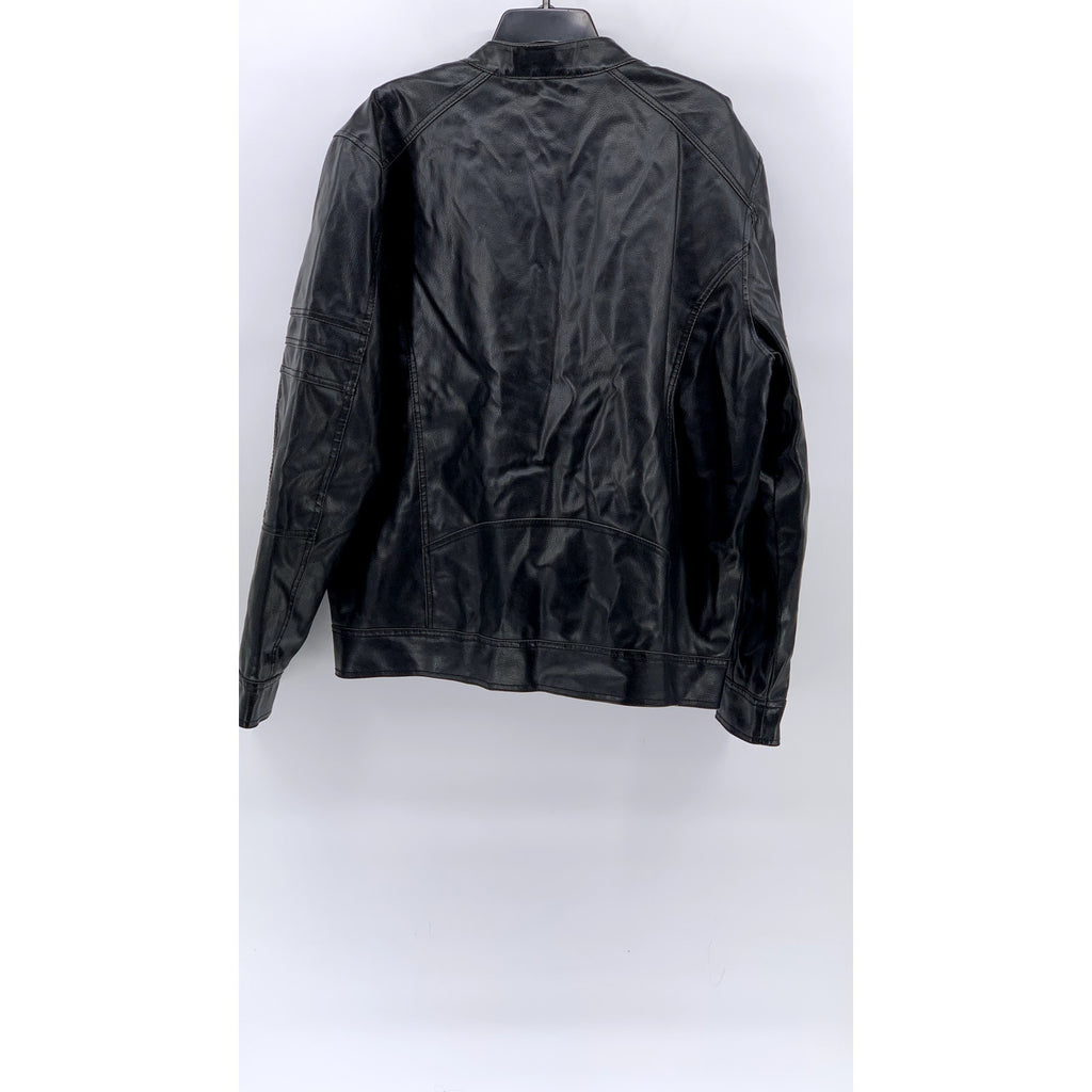 GUESS Men's Black Faux Leather Zip-Up Jacket SZ XL