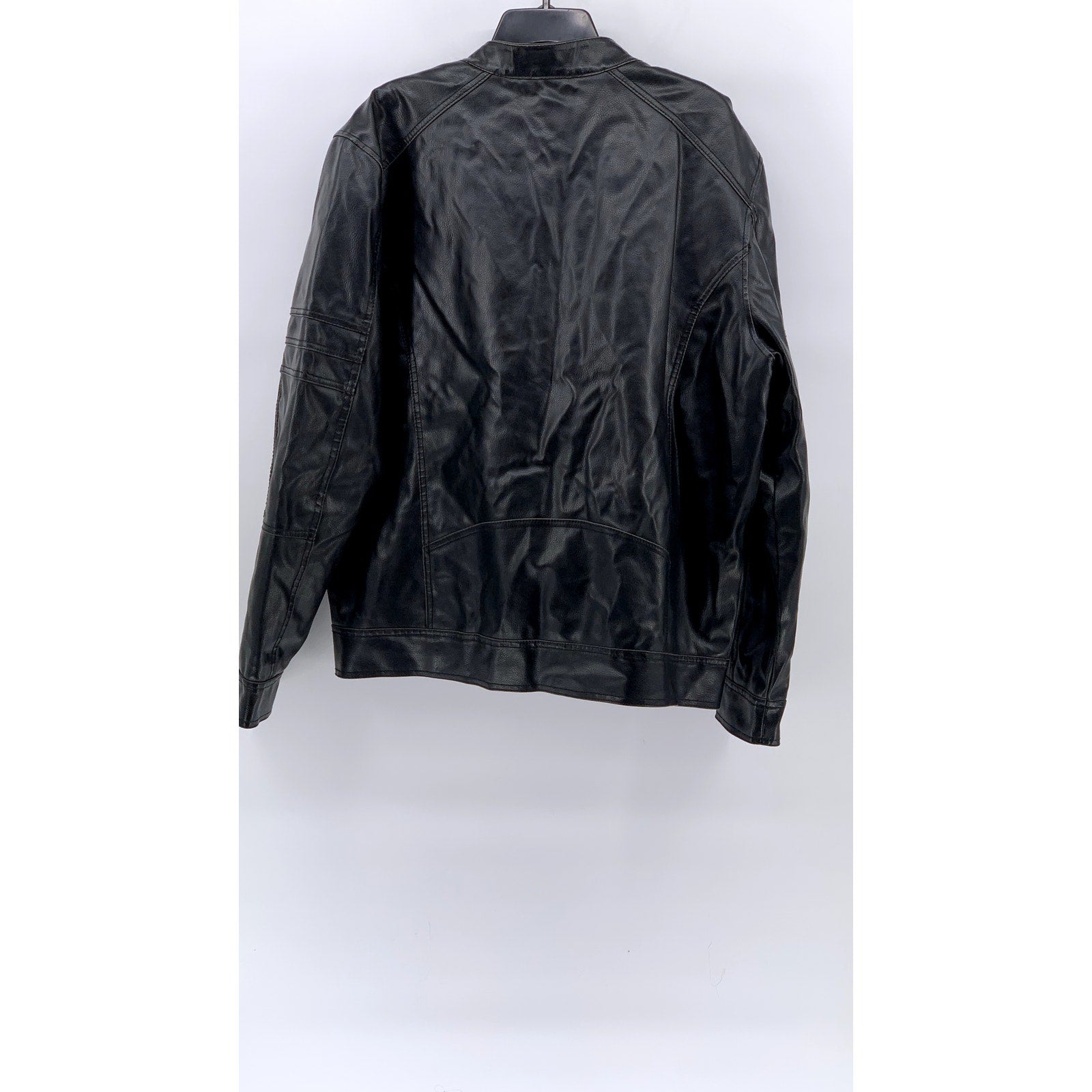 GUESS Men's Black Faux Leather Zip-Up Jacket SZ XL