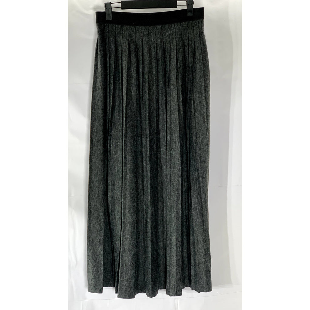 ANN TAYLOR LOFT Women's Petite Charcoal Gray Pleated Midi A-Line Skirt SZ S/P