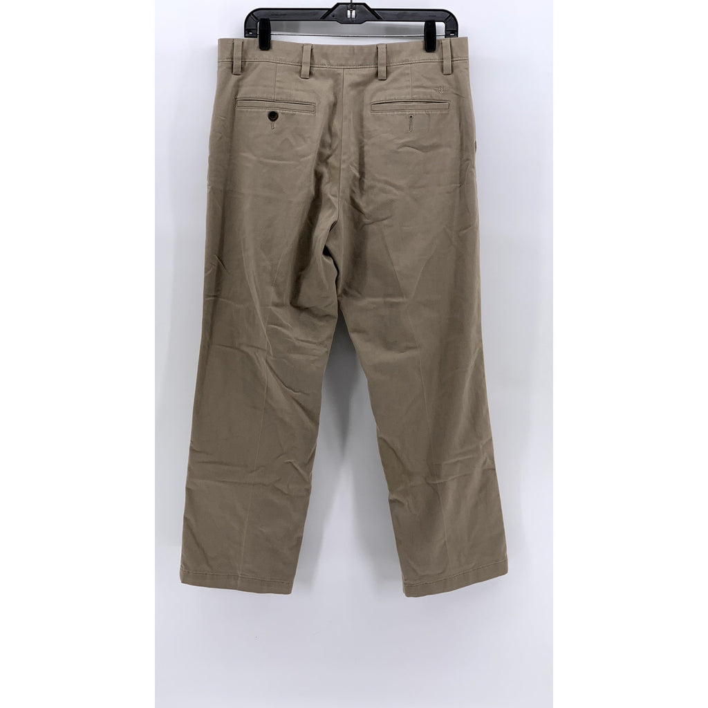 DOCKERS Men's Classic Fit Flat Front Straight Leg Tan Distressed Pants SZ 33x29