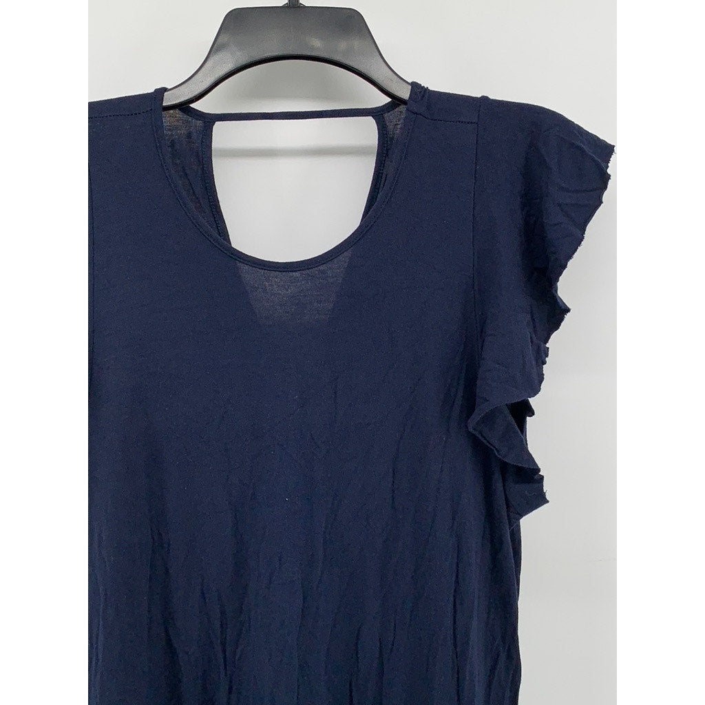 THREE DOTS Women's Navy Scoop-Neck Short Sleeve Dress SZ M