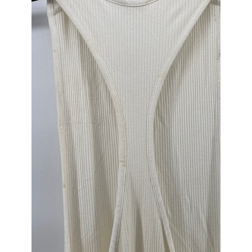 SILENCE+NOISE Women's Off-White Scoop-Neck Ribbed Racerback Midi Dress SZ XS