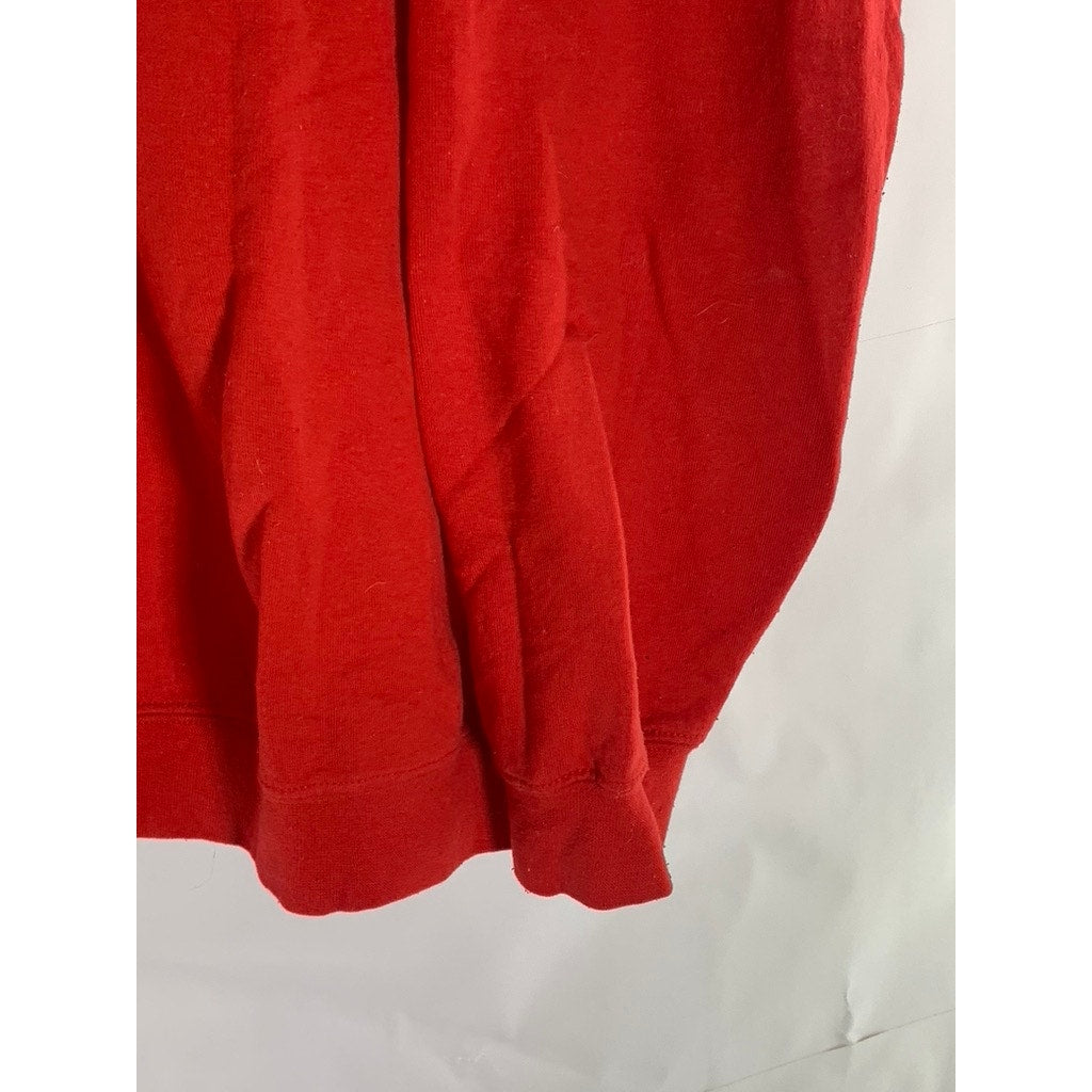 TOPMAN Women's Red Romantic Graphic Crewneck Pullover Sweatshirt SZ L