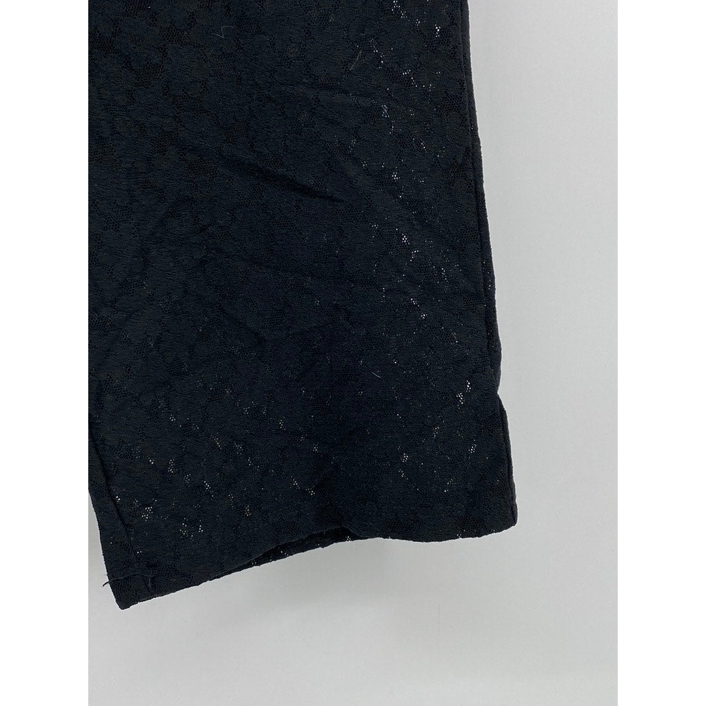 OPEN EDIT Women's Black Floral Lace Elastic Waist Mesh Biker Shorts SZ XS
