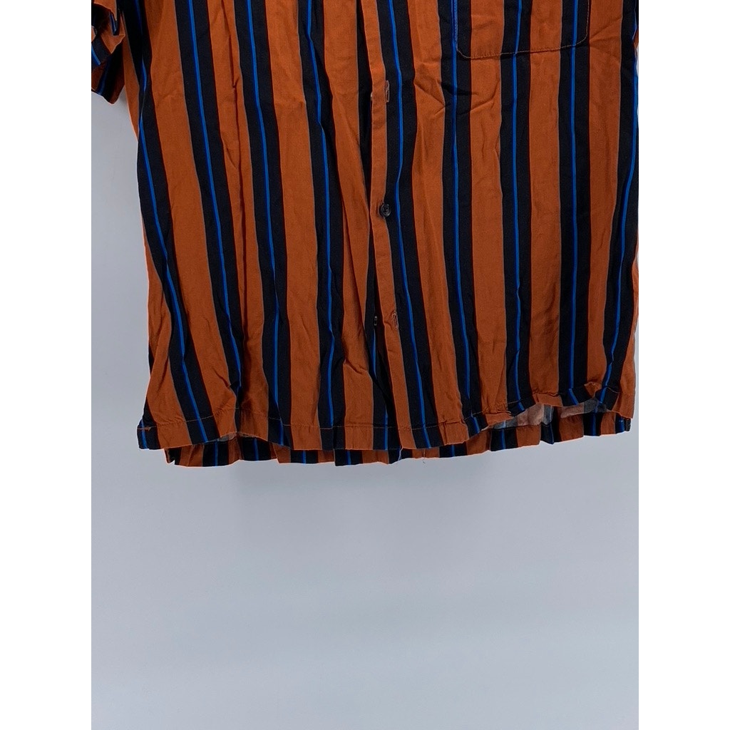 URBAN OUTFITTER Orange-Blue Vertical Stripe Button-Up Shirt SZ M